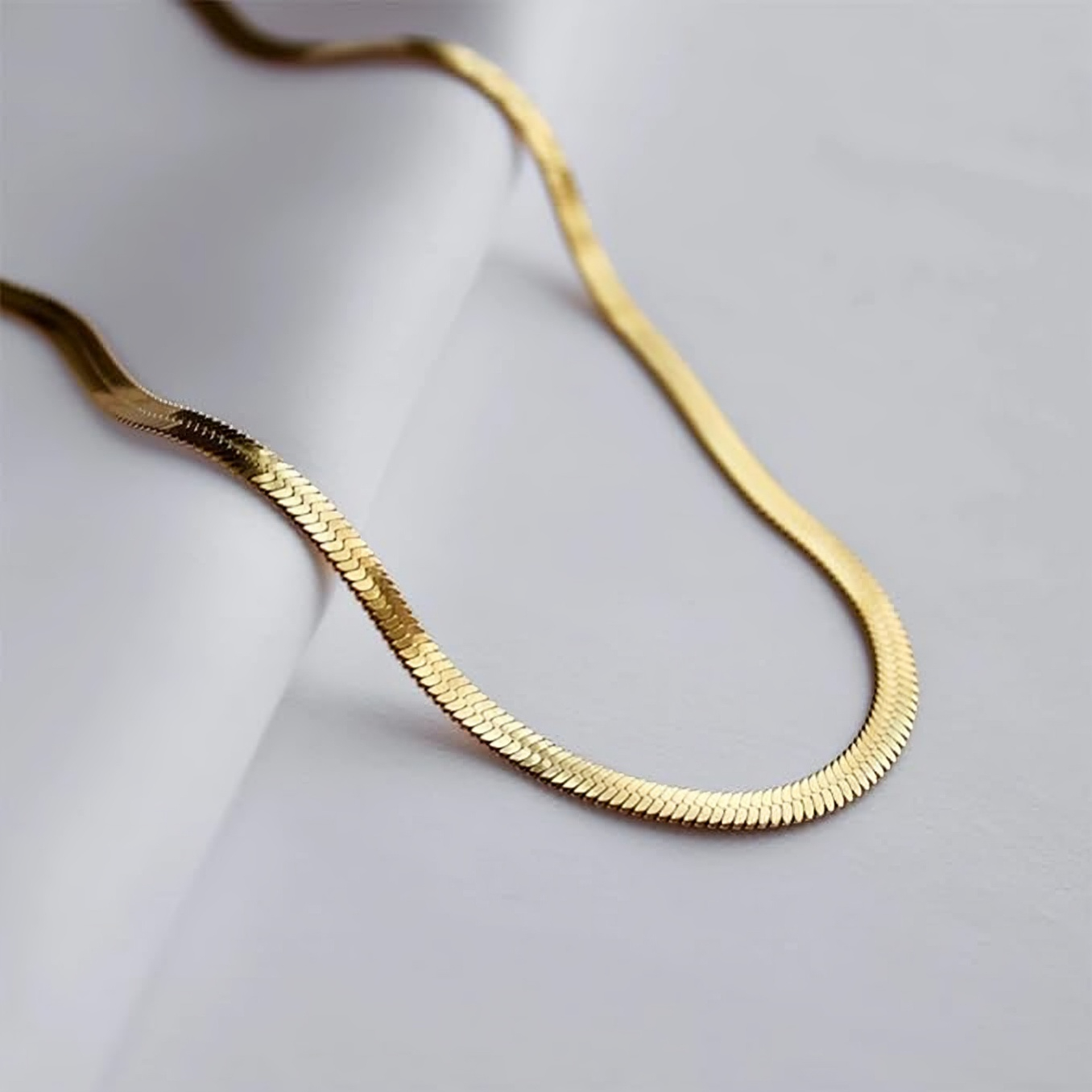 Golden Serenity - Herringbone Necklace