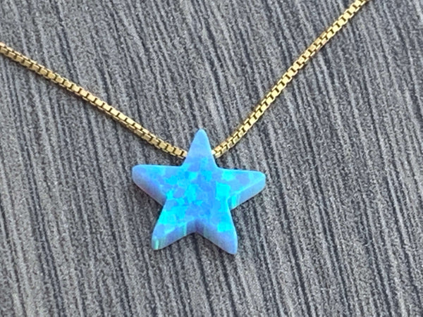 Celestial Opal Star - Blue Opal Star Pendant Necklace