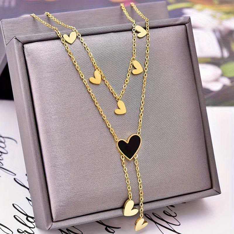 Golden Embrace Necklace” - Heart-Shaped Pendant Necklace